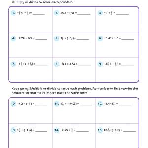 Rational Number Operations Practice | Education.com