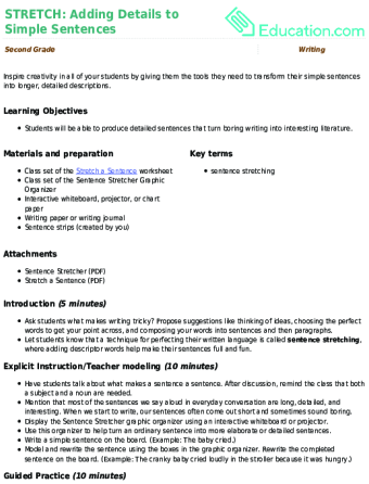 STRETCH: Adding Details to Simple Sentences Lesson Plan | Lesson Plan