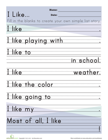 Story Starters for New Writers | Printable Workbook | Education.com