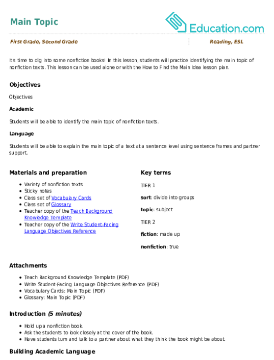 1st Grade EL Support Resource Educational Resources | Education.com