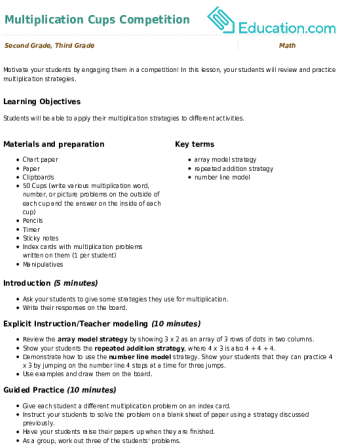 2nd - 4th Grade Multiplication Lesson Plans | Education.com